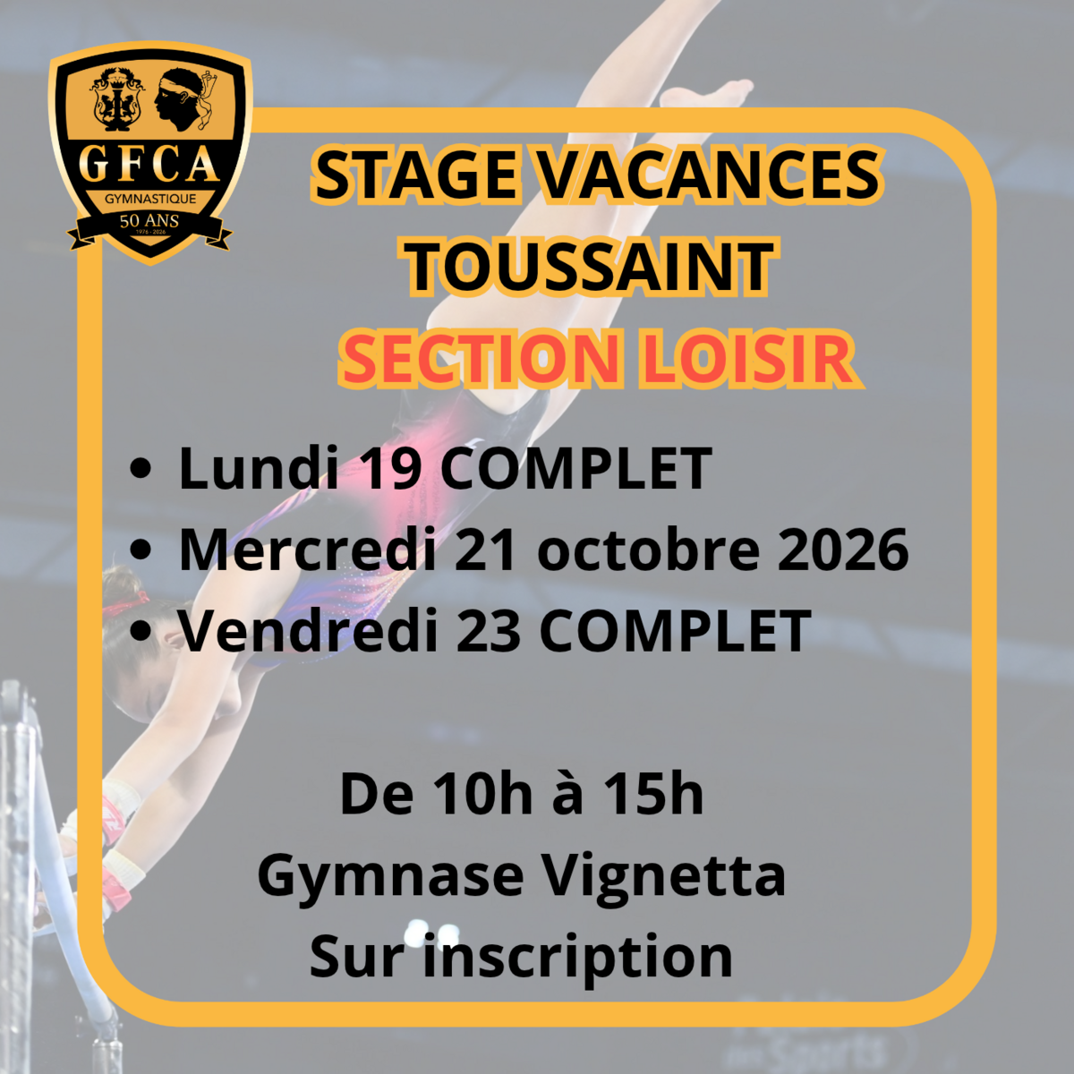 STAGE VACANCES TOUSSAINT SECTION LOISIR