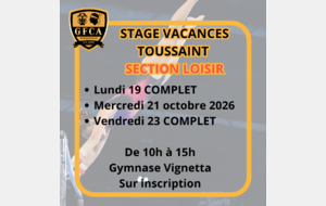 STAGE VACANCES TOUSSAINT SECTION LOISIR